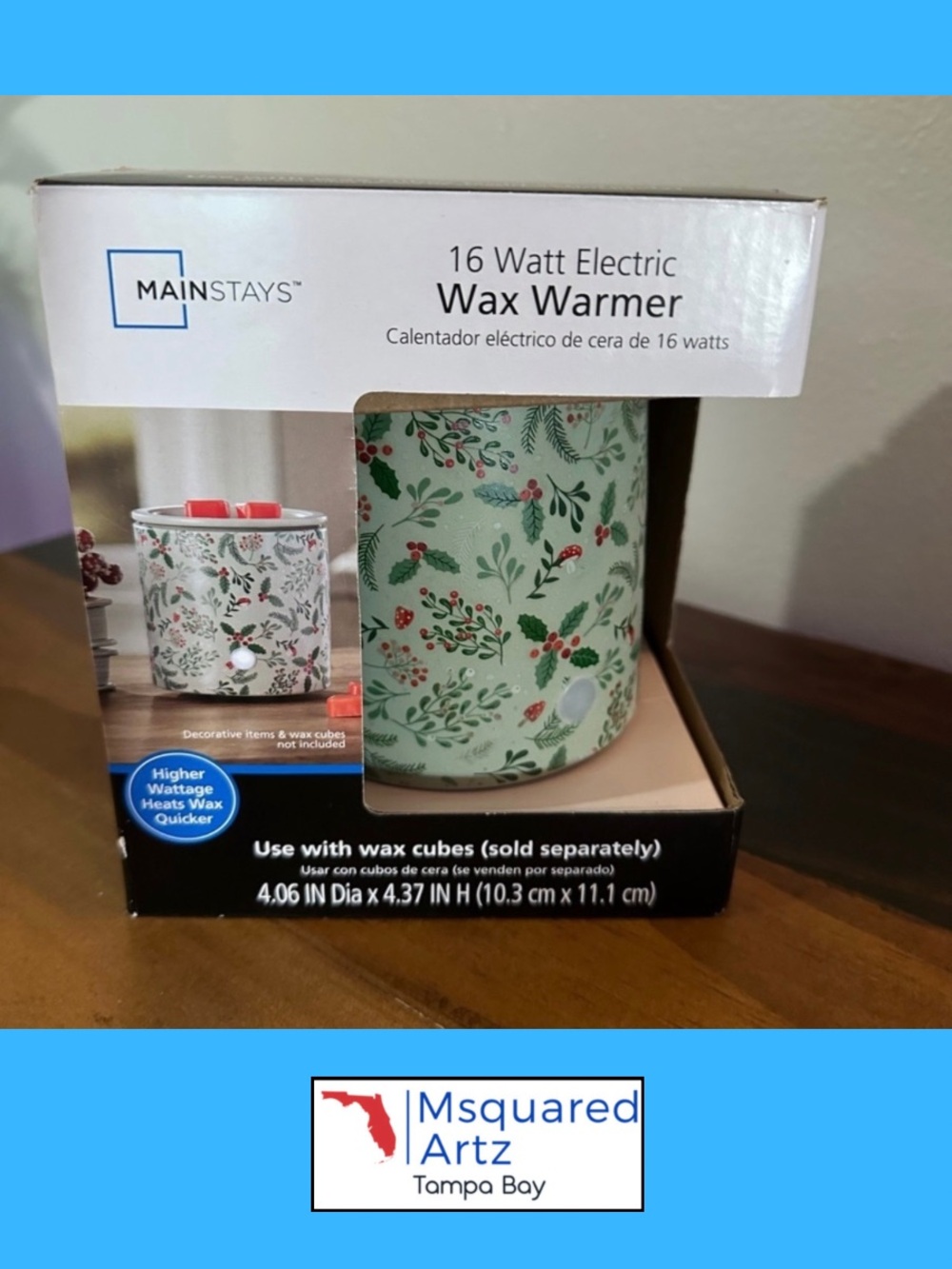 Mainstays 16 Watt Electric Wax Warmer Holly Botanical Print New In Box